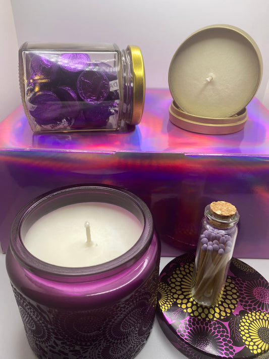 purple candle gift set